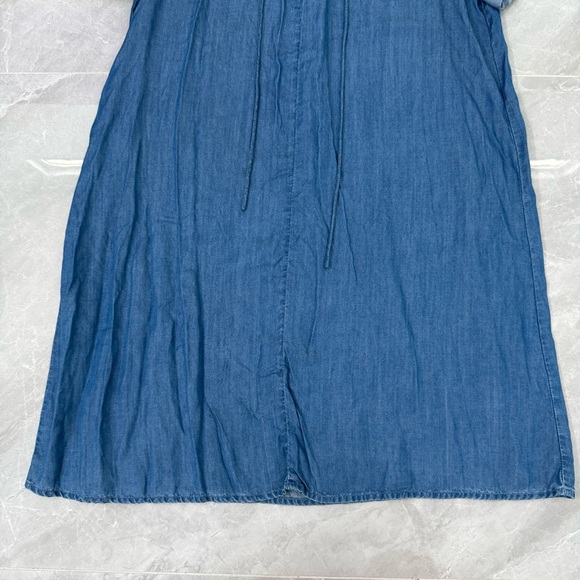 Women’s Lucky Brand Chambray Denim Lace Up Short Sleeve V-Neck Dress Medium - Picture 8 of 16